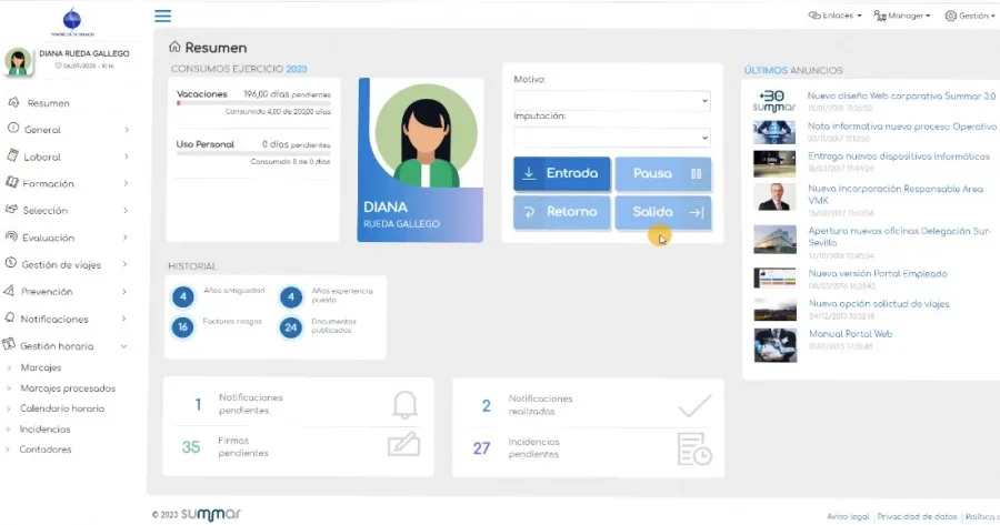 Aplicación Mentor para controlar el horario de los trabajadores
