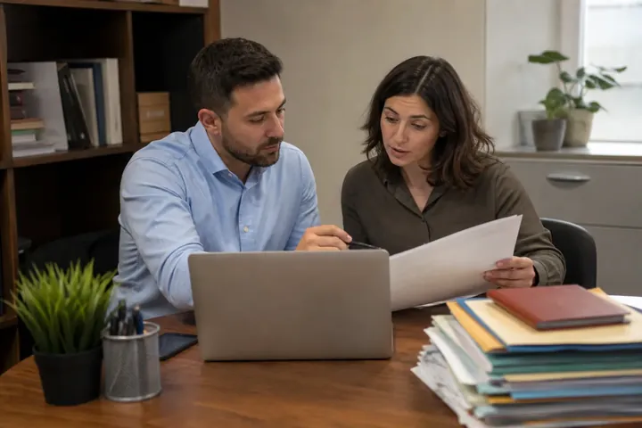 Equipo revisando la información de empleados