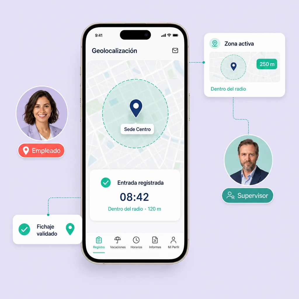 Control horario laboral con geolocalización en WeWorking