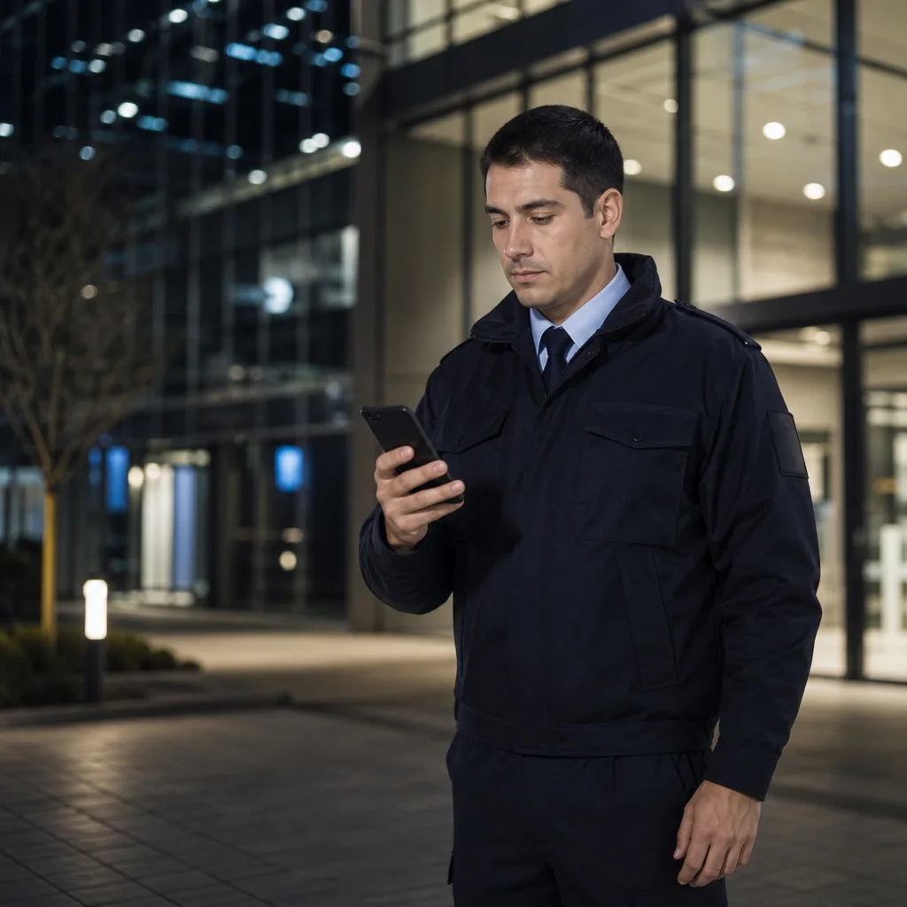 Vigilante fichando con el móvil: control horario WeWorking con geolocalización